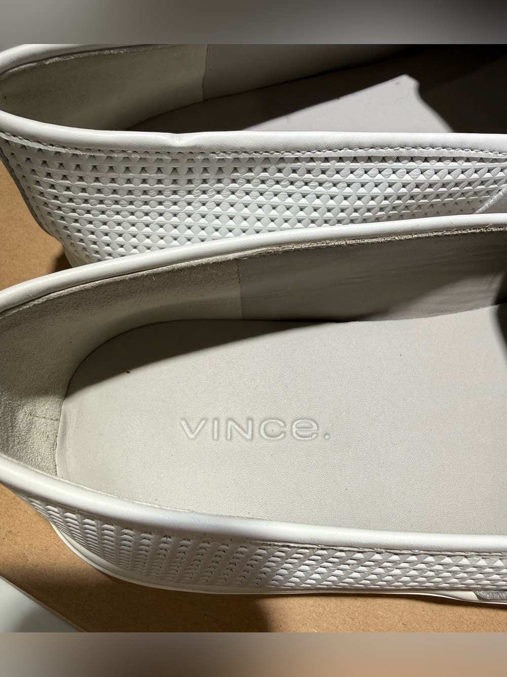 VINCE Blair Woodsmoke Perforated Leather Slip-On Loafers, White Size 7M - Picture 8 of 12